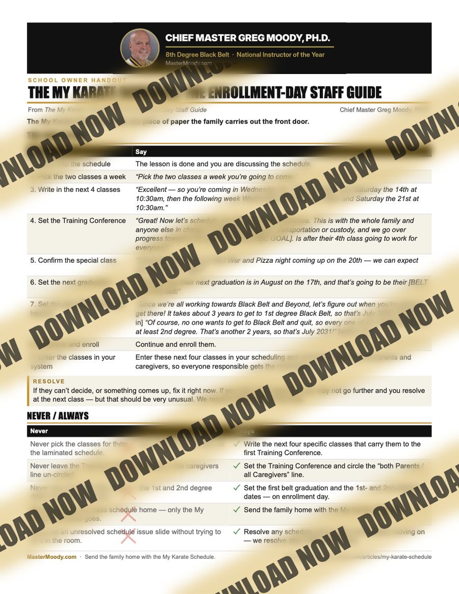 Preview of the one-page staff handout