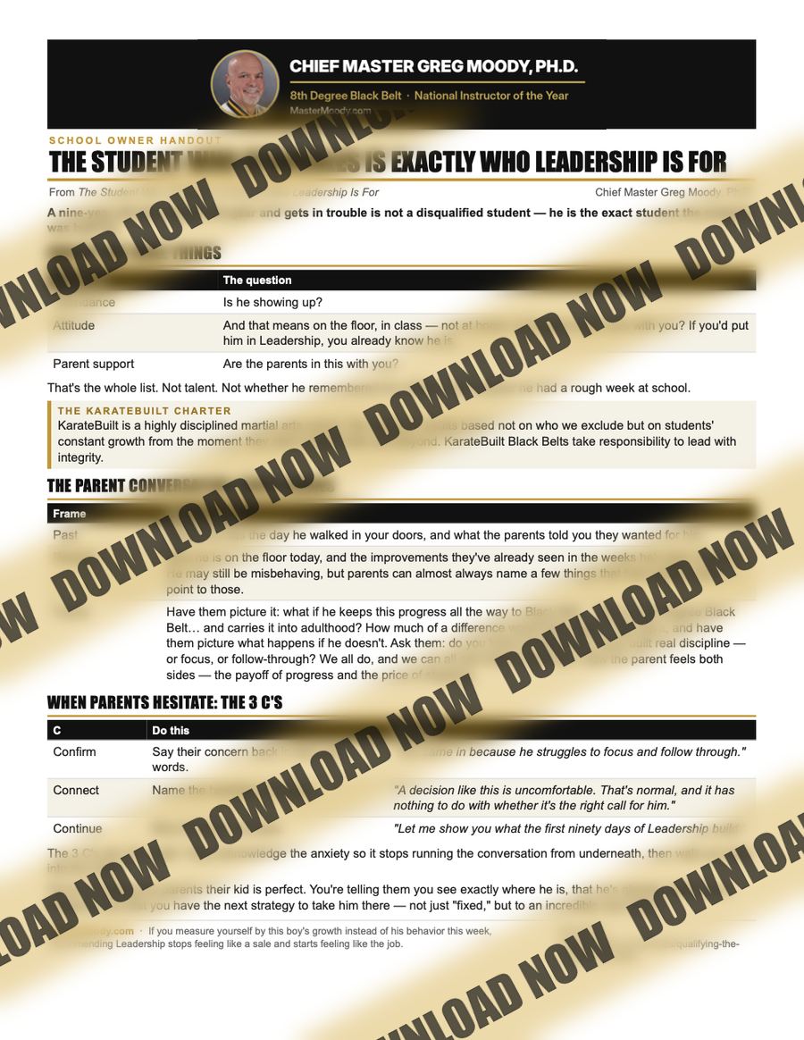 Preview of the one-page staff handout