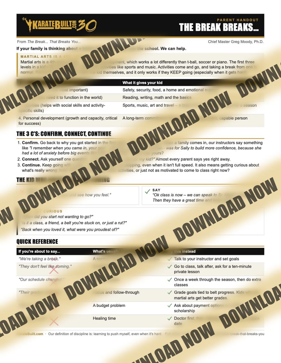 Preview of the one-page parent handout